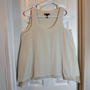 Eileen Fisher Ivory Sleeveless 💯% Silk asymmetrical Tank Top Fully Lined Flowy
